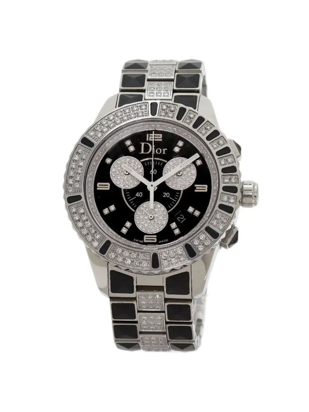 Dior Crystal Chronograph Diamond Watch SS